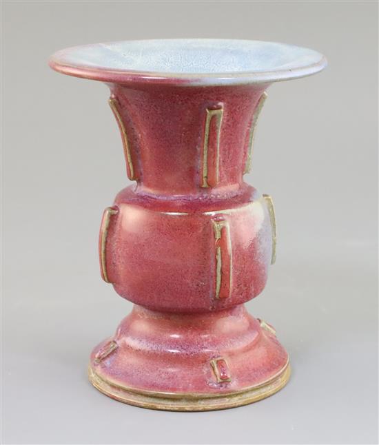 A Chinese Jun type yao bian vase, zun, H. 18cm